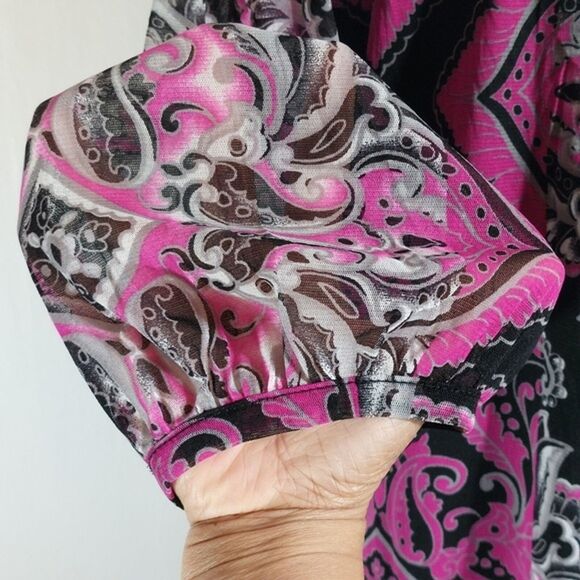 INC International Concepts Paisley Damask Cold Shoulder Embellished Top Size L - Picture 4 of 12